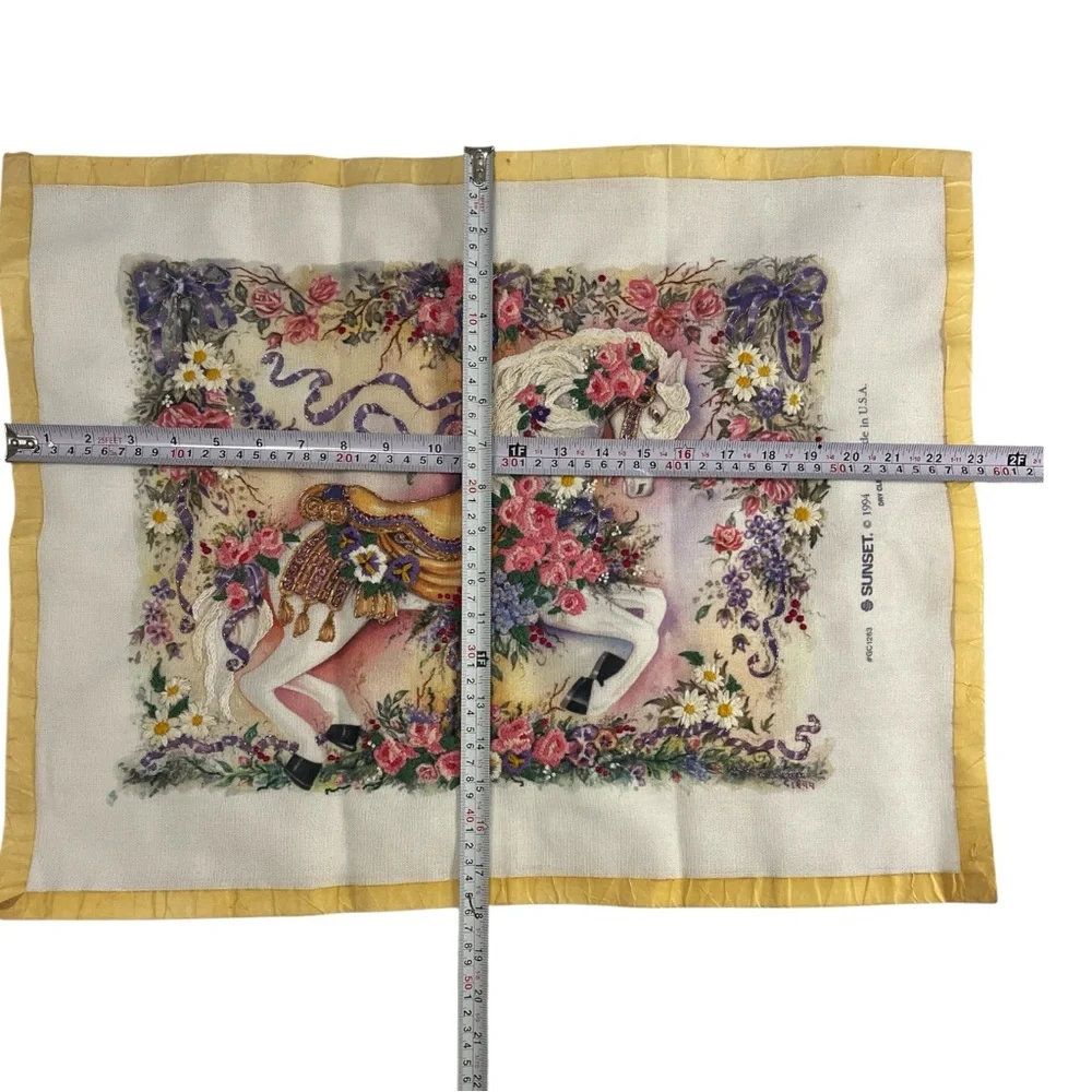 🎠 Vintage 1994 Sunset “Prancing Carousel Horse” Needlework Art - Finished Piece!